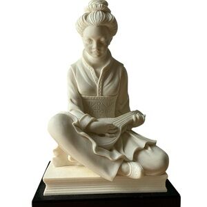 A.Gianelli Marble Asian Girl musician Statue